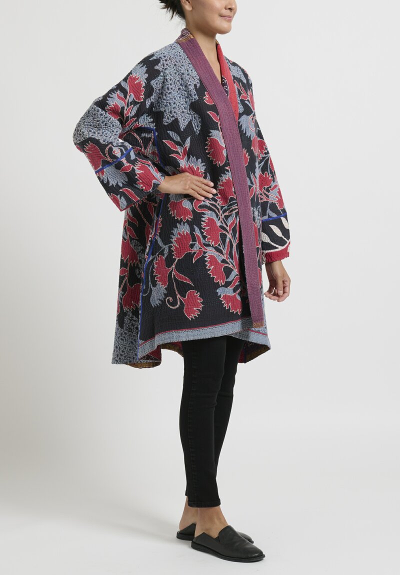 Mieko Mintz Kimono Long Jacket in Red and Black 