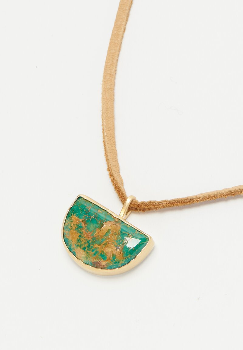 Greig Porter 18k, Sterling Silver and Turquoise Pendant Leather Cord	