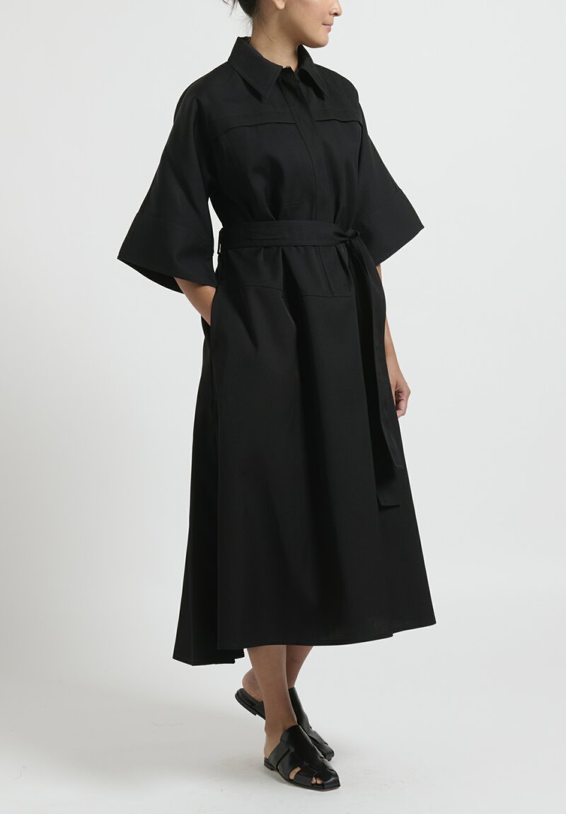 Jil Sander Wool Gabardine Dress in Black	