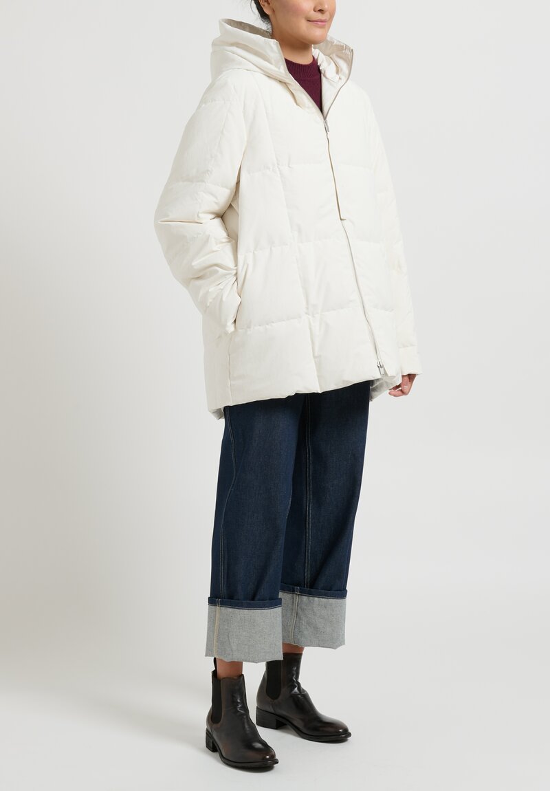 Jil Sander Short Down Jacket in Natural White	