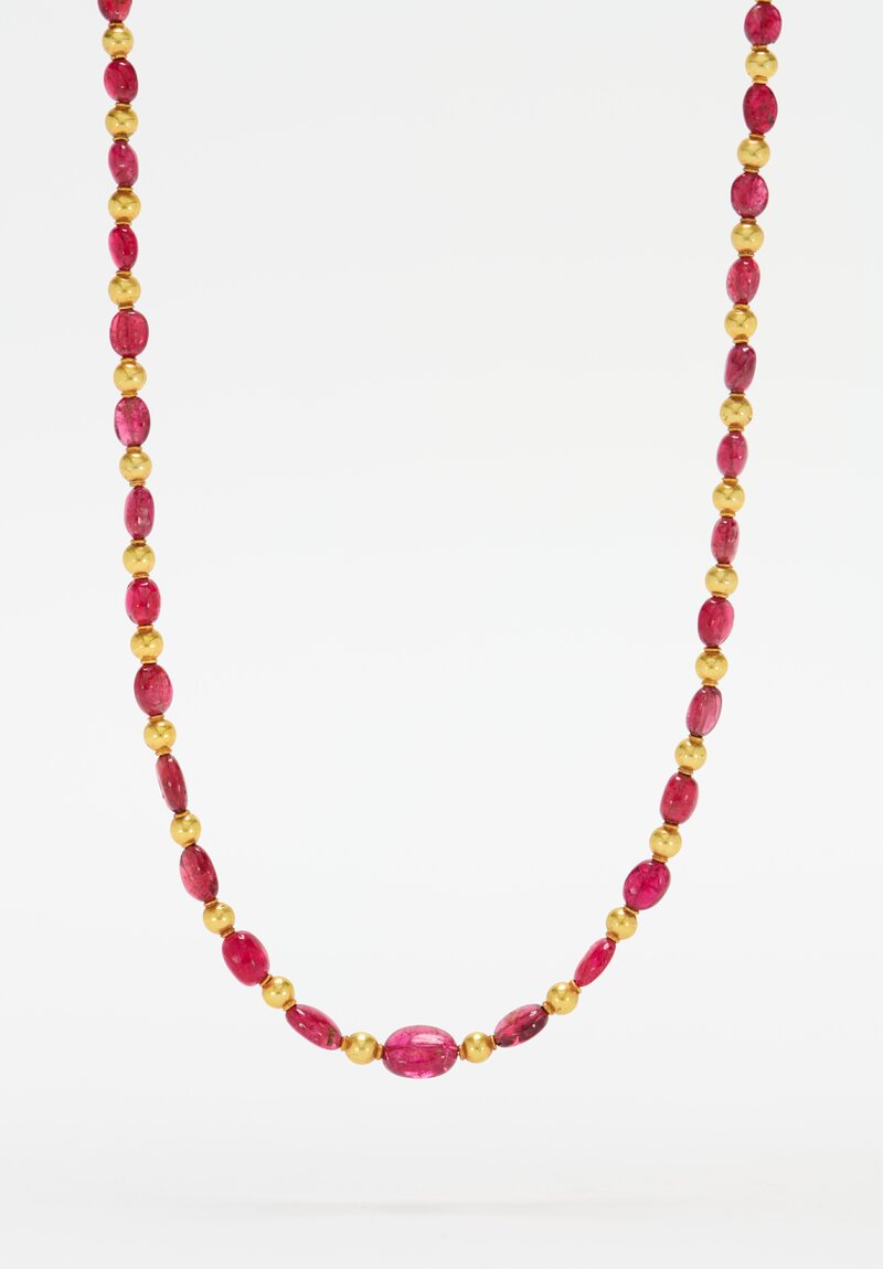 Greig Porter 18k Gold Bead, Ruby Necklace