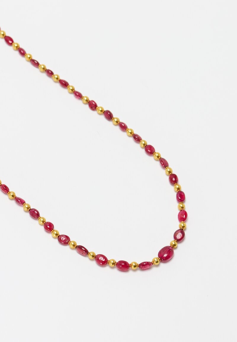 Greig Porter 18k Gold Bead, Ruby Necklace