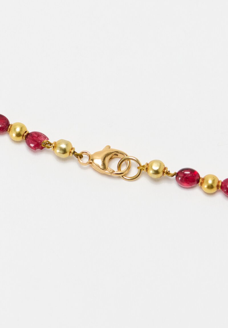 Greig Porter 18k Gold Bead, Ruby Necklace