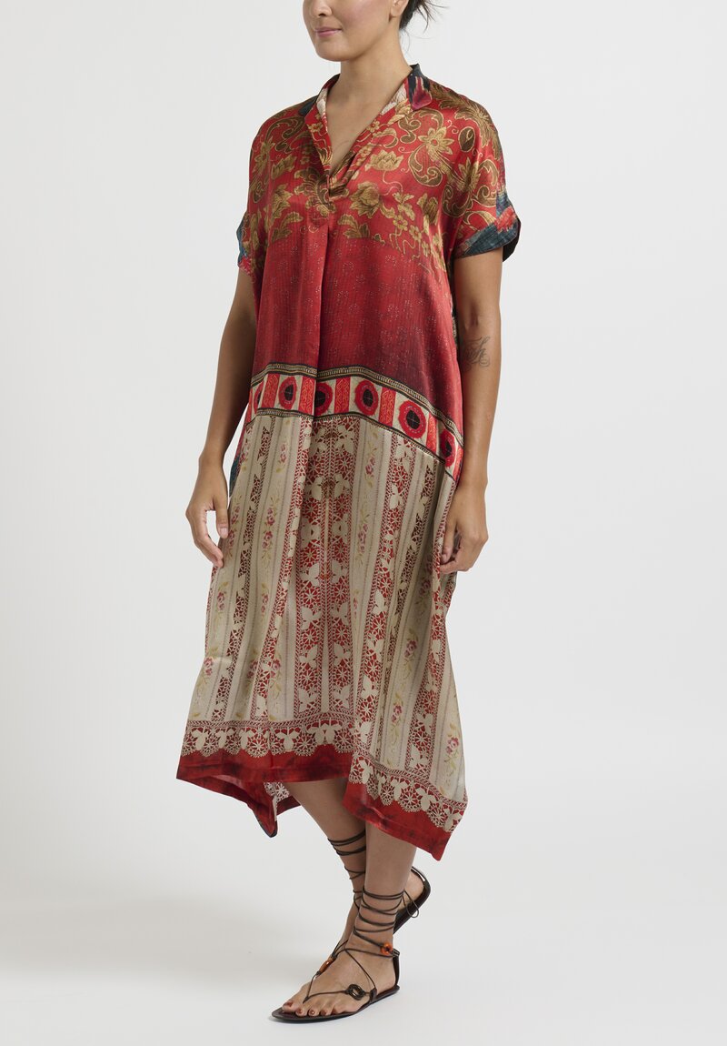 Bokja Thawra Print ''Tent'' Dress in Red, Gold & White	