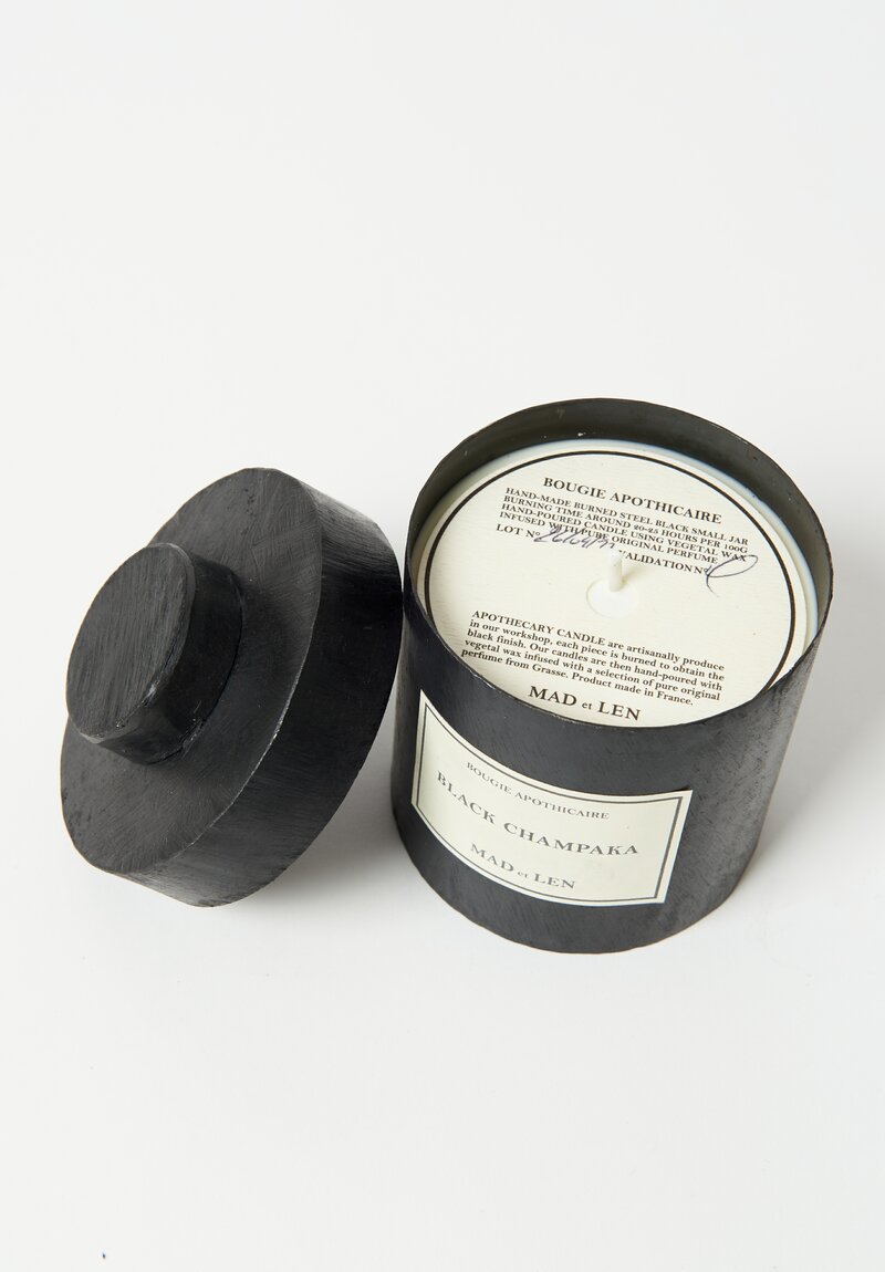 Mad et Len Handmade Apothicaire Candle in Black Champaka	