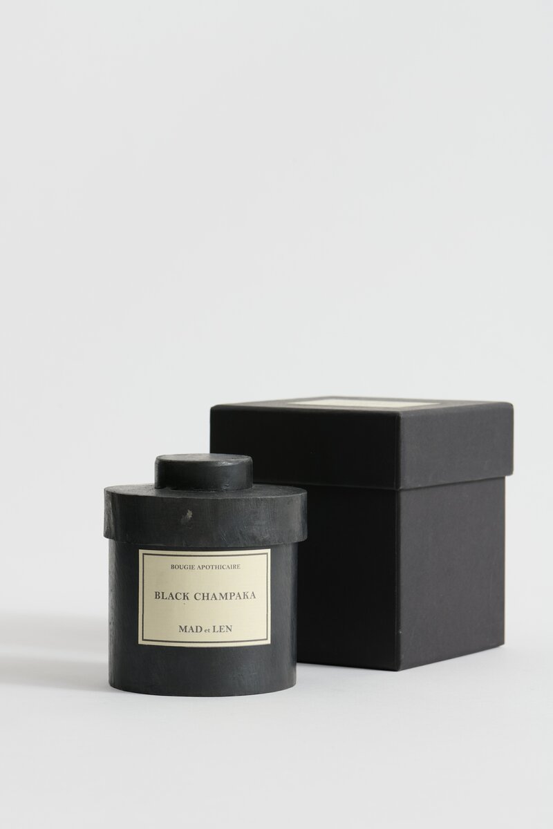 Mad et Len Handmade Apothicaire Candle in Black Champaka	