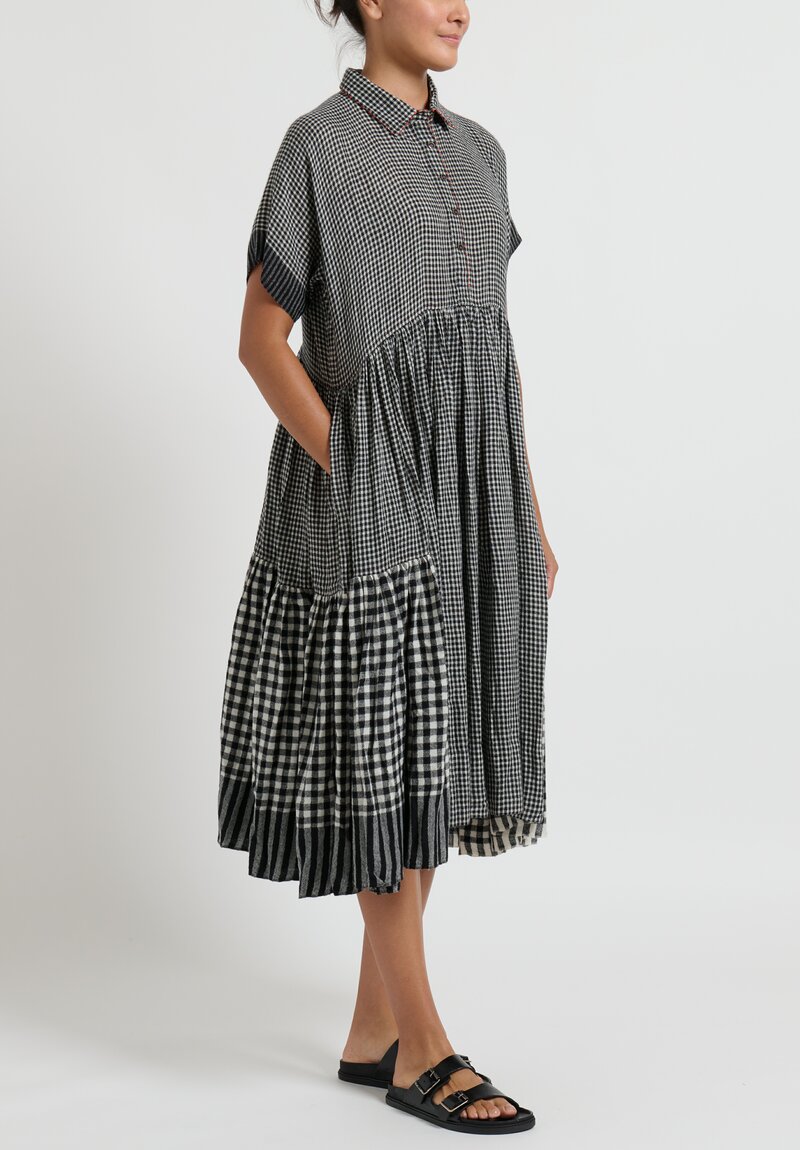 Péro Wool Tiered Dress in Black & White	