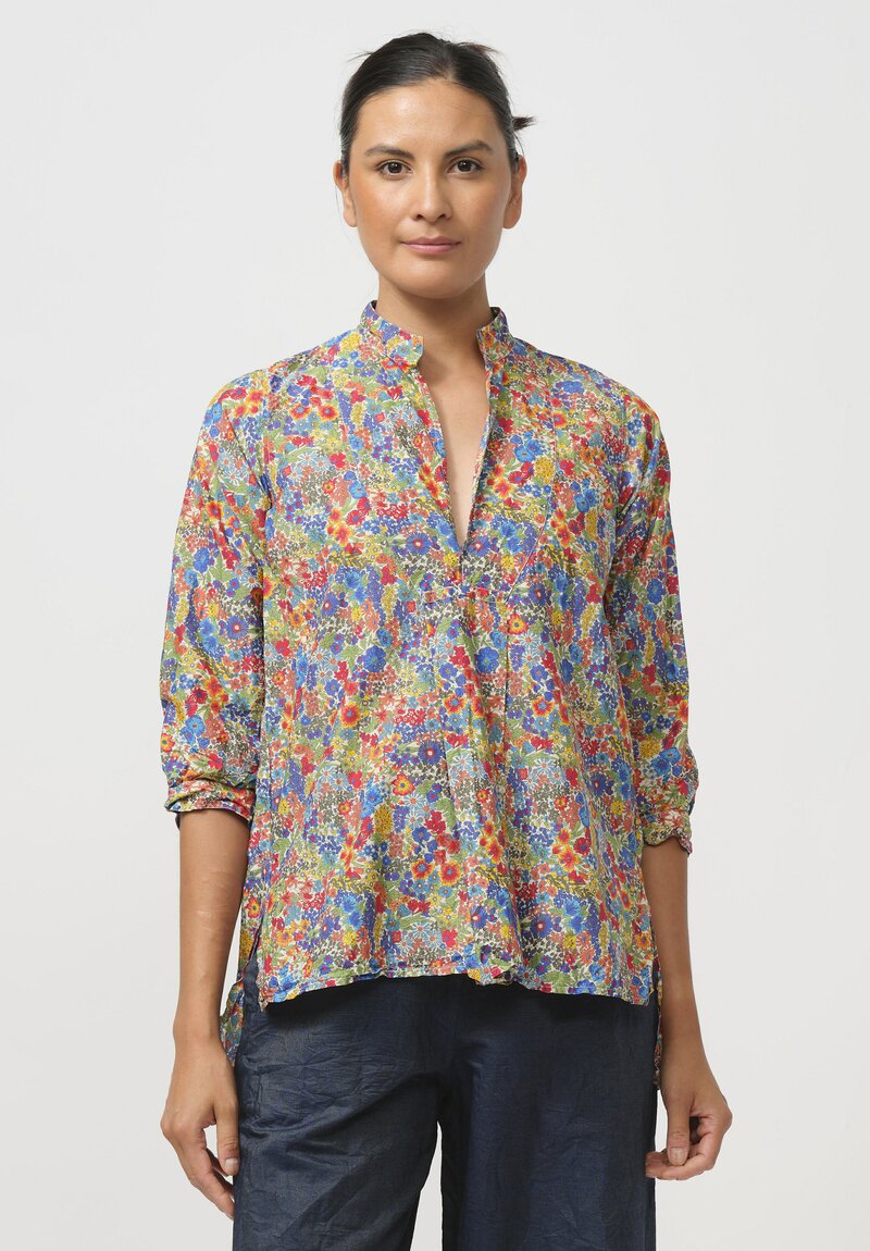 Daniela Gregis Washed Cotton Camicia Kora Top in Blu Inchiostro	