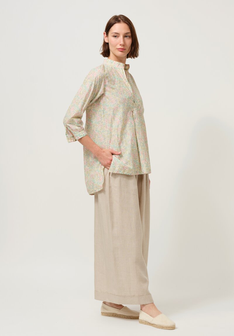 Daniela Gregis Washed Cotton Kora Top in Fiori Rosa White