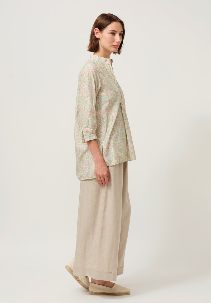 Daniela Gregis Washed Cotton Kora Top in Fiori Rosa White