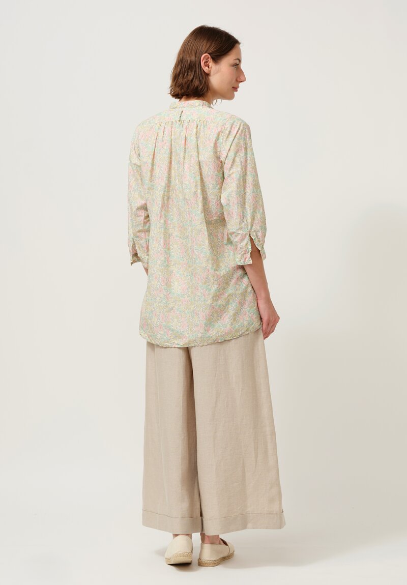 Daniela Gregis Washed Cotton Kora Top in Fiori Rosa White