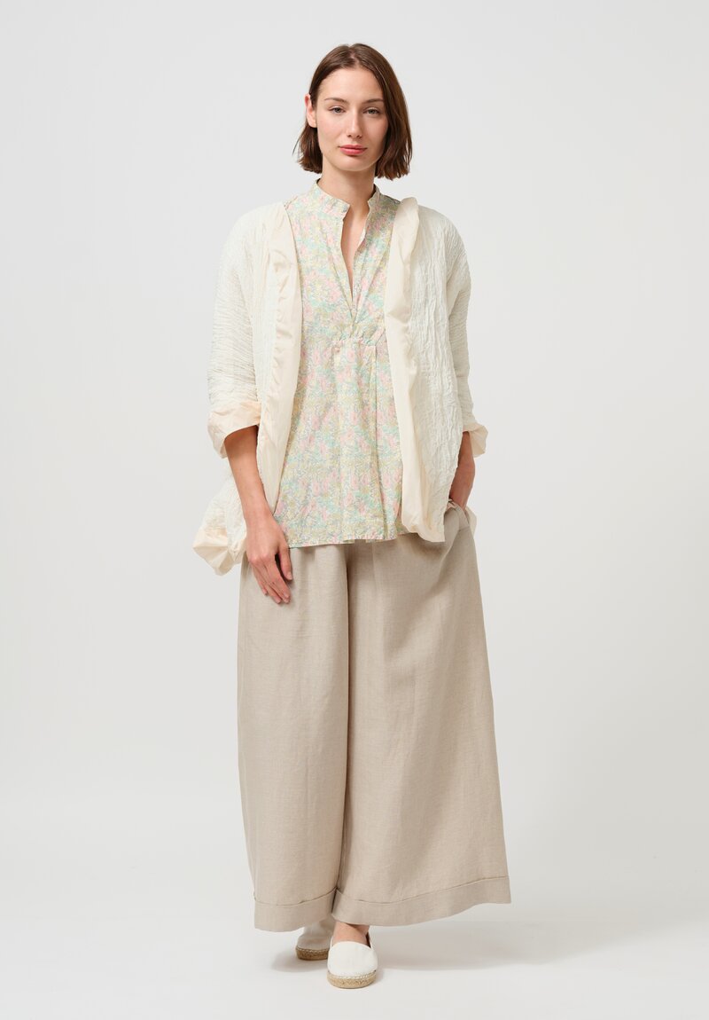 Daniela Gregis Washed Cotton Kora Top in Fiori Rosa White