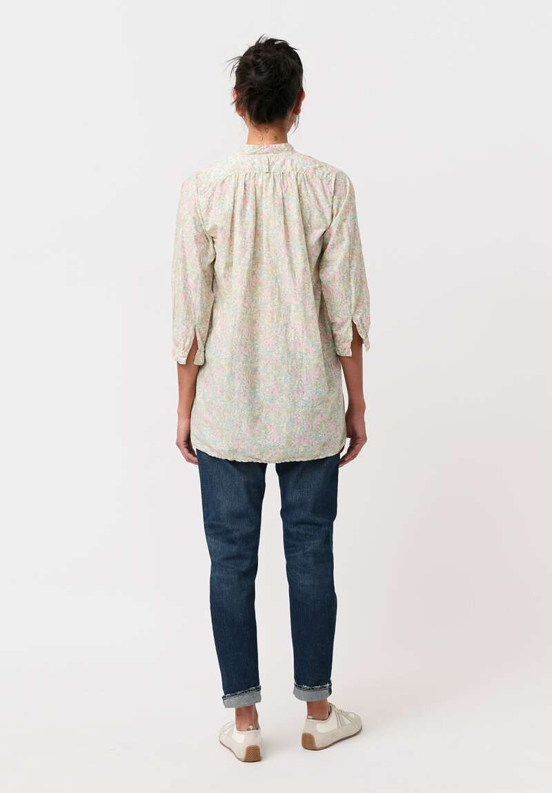 Daniela Gregis Washed Cotton Kora Top in Fiori Rosa White