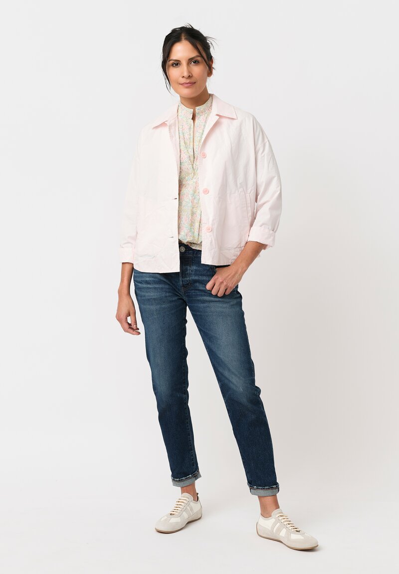 Daniela Gregis Washed Cotton Kora Top in Fiori Rosa White