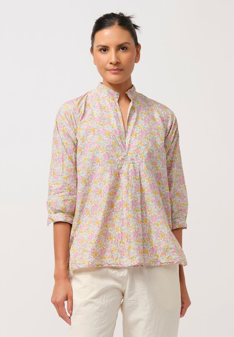 Daniela Gregis Washed Cotton Kora Top in Fiori Rosa Pink
