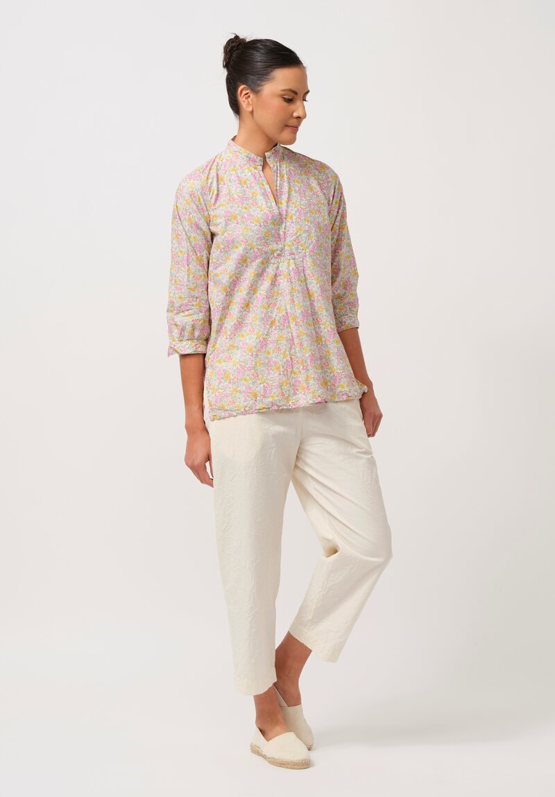 Daniela Gregis Washed Cotton Kora Top in Fiori Rosa Pink
