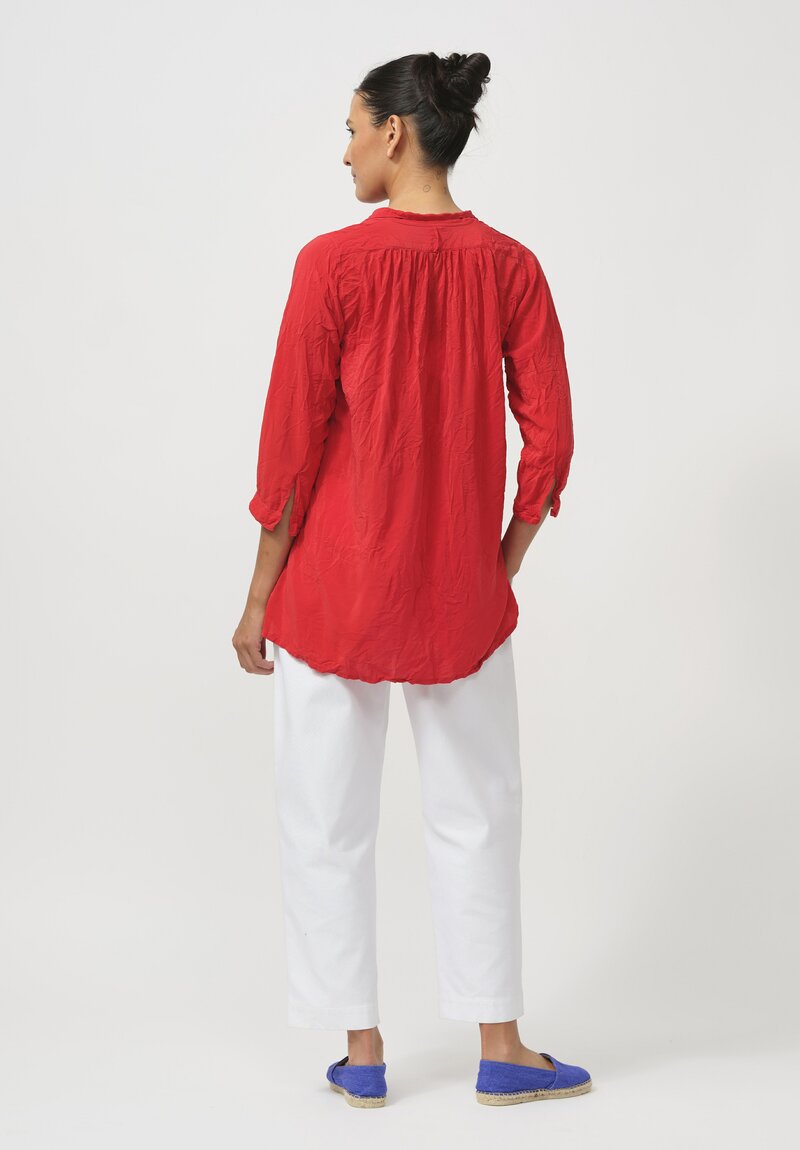 Daniela Gregis Washed Silk Pepe Kora Shirt in Rosso Red	