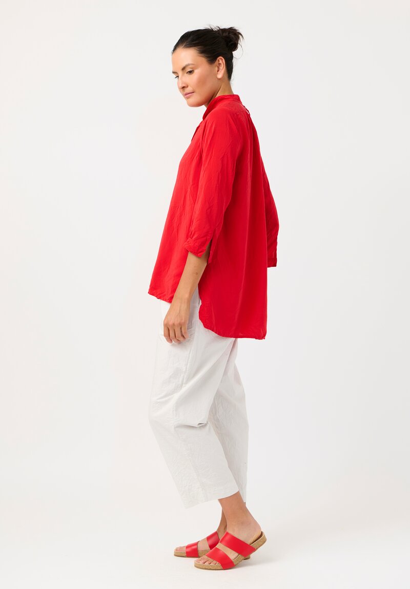 Daniela Gregis Washed Silk Pepe Kora Shirt in Rosso Red