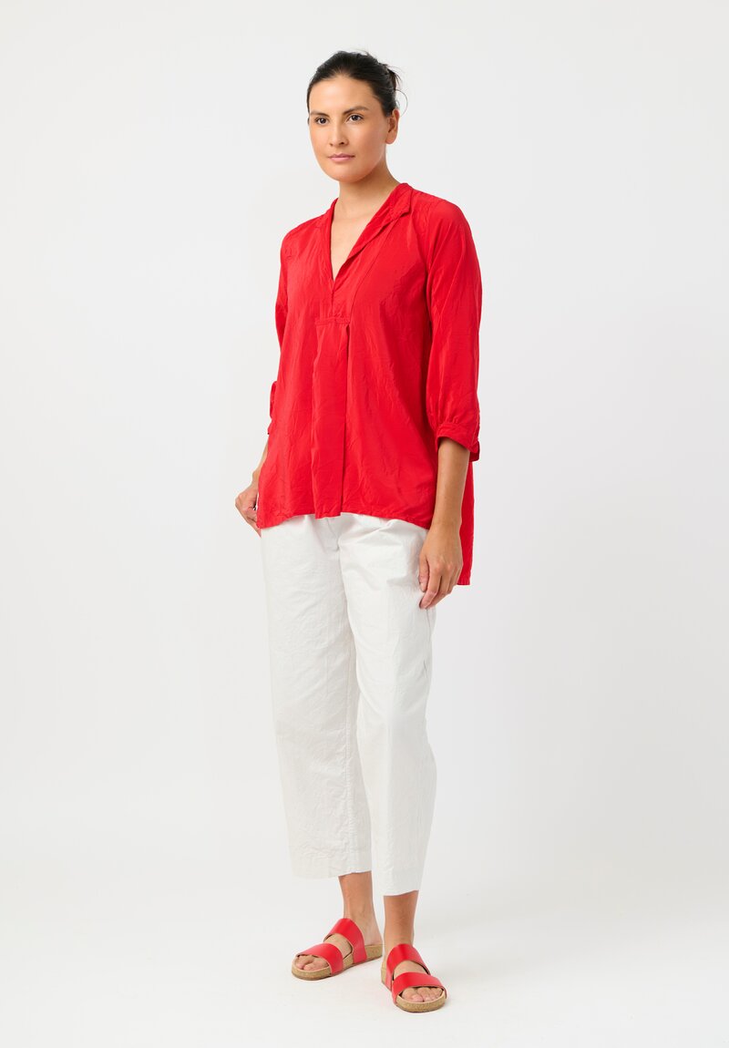 Daniela Gregis Washed Silk Pepe Kora Shirt in Rosso Red