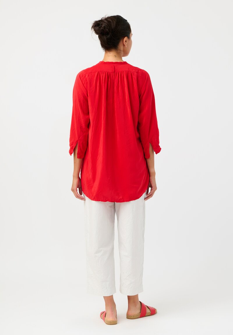 Daniela Gregis Washed Silk Pepe Kora Shirt in Rosso Red
