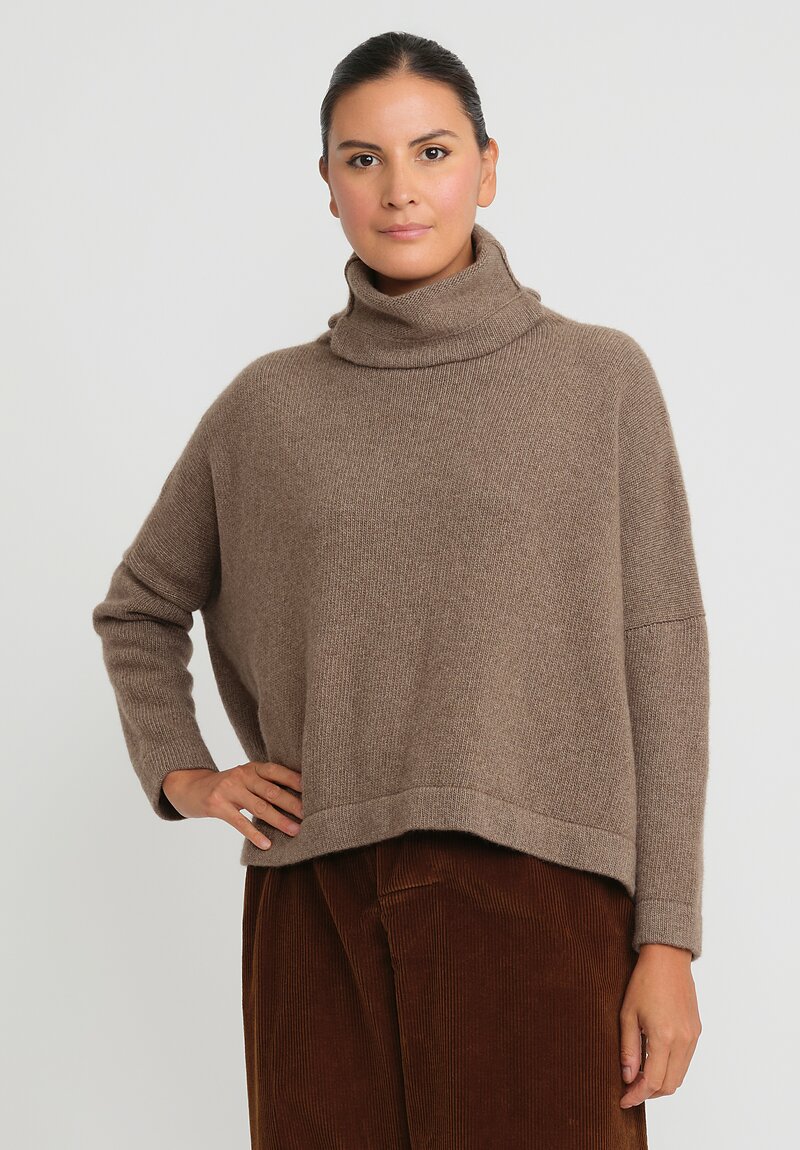 Daniela Gregis Cashmere Turtleneck Sweater in Scuro Natural Brown