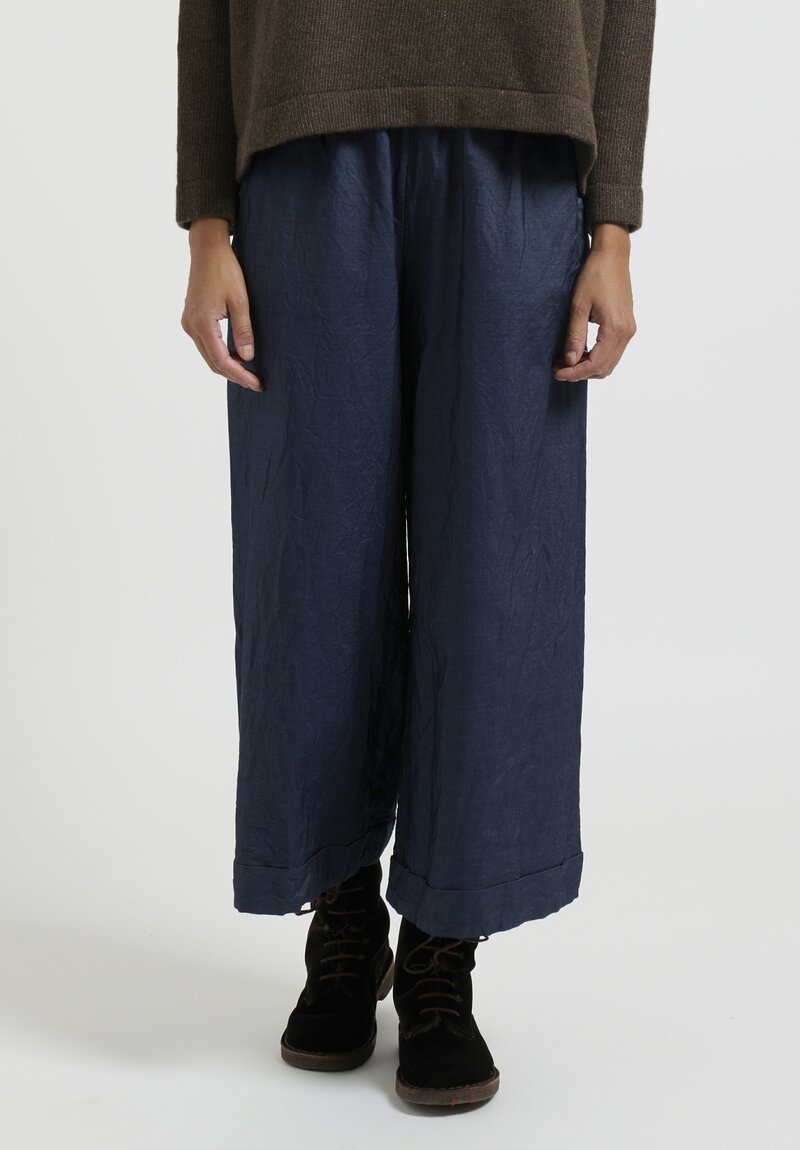 Daniela Gregis Washed Cotton "Pigiama" Trousers in Navy Blue