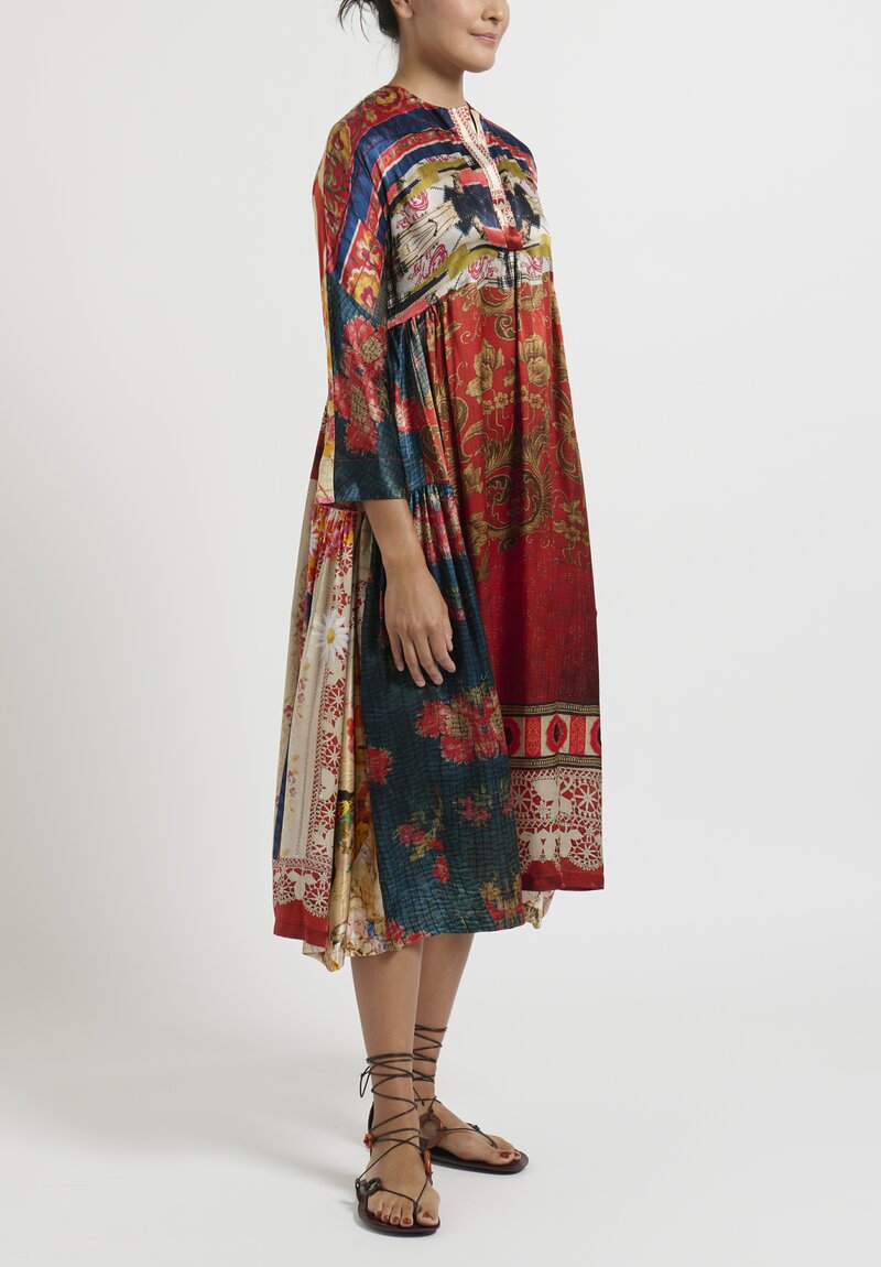 Bokja Samar Kand and Sultana Print ''Kashkash'' Dress in Red and Blue	