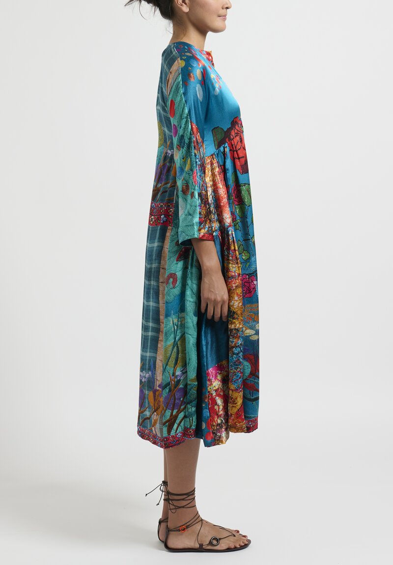 Bokja Abbas & Nadia Print ''Kashkash'' Dress in Turquoise	