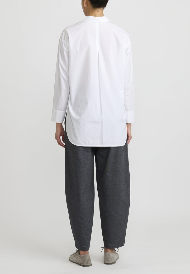 Oska Cotton Short Collar Niorega Shirt in White