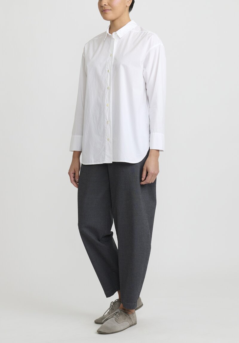 Oska Cotton Short Collar Niorega Shirt in White