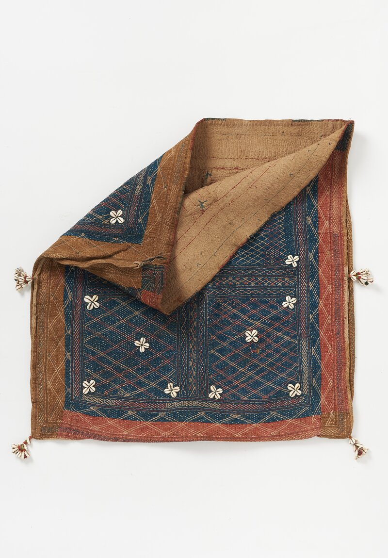 Vintage Banjara Quilted Storage Bag with Conch Beading	
