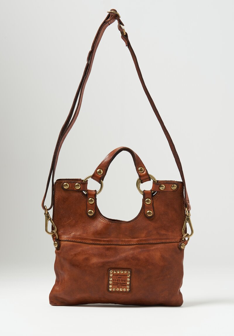Campomaggi Small Flat Leather ''Pochette'' Shoulder Bag in Cognac Brown	