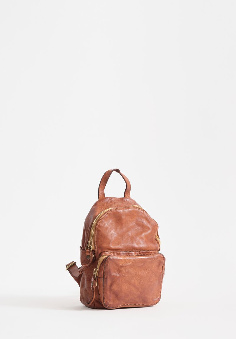 Campomaggi Small Leather Backpack in Cognac Brown	