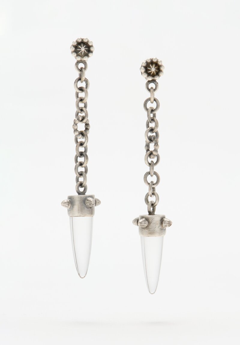 Miranda Hicks Rock Crystal Pendulum Drop Earrings	