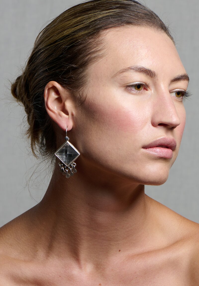 Miranda Hicks Quartz and Mica Pyramid Dangle Earrings	