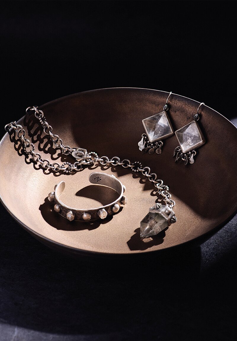 Miranda Hicks Herkimer Diamond Cuff Bracelet Silver	