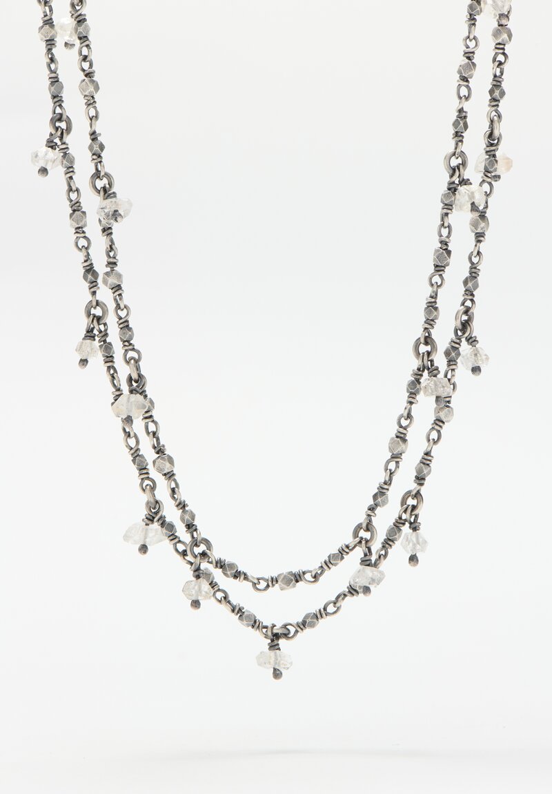 Miranda Hicks Herkimer Diamond, Long Fringe Necklace	