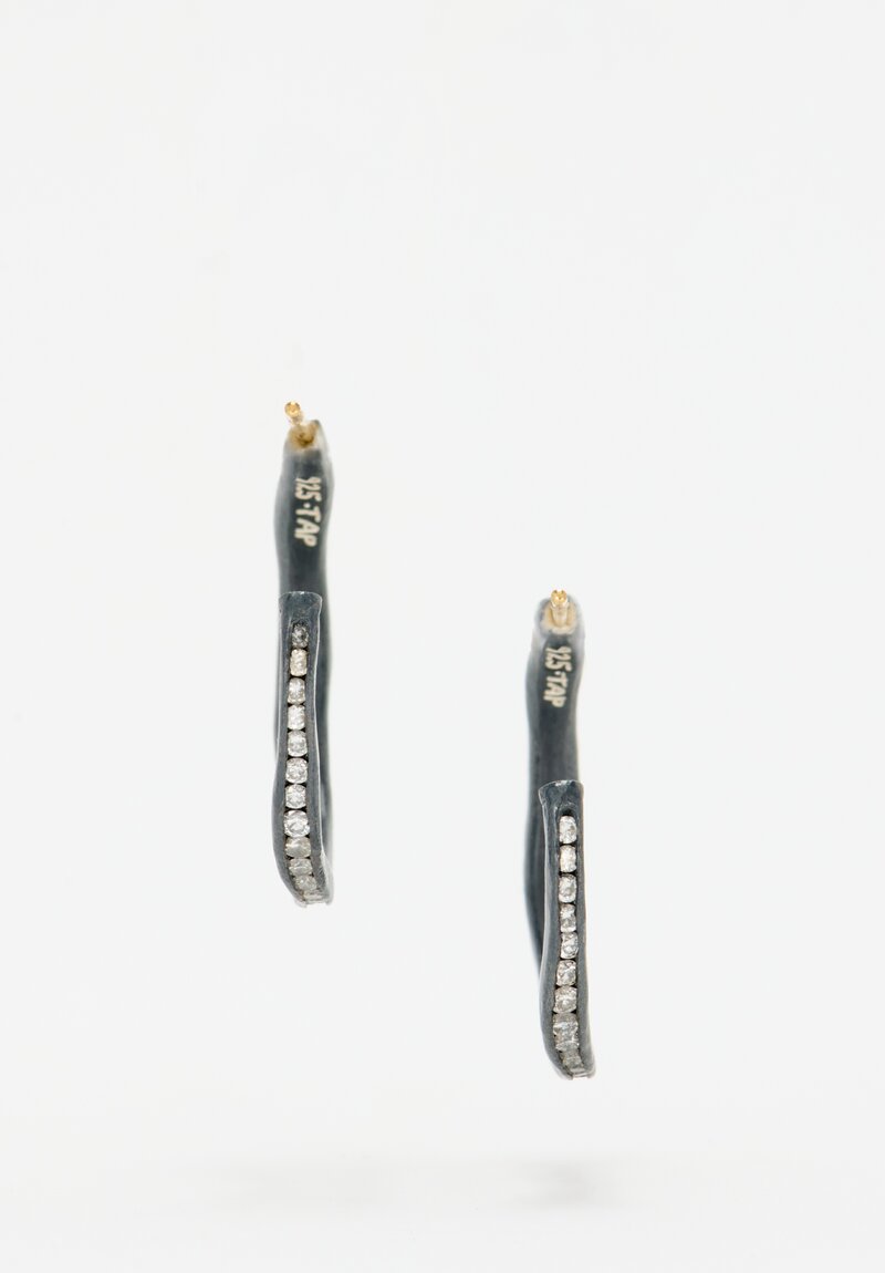 Tap by Todd Pownell 18k, Oxidized Silver, Inverted Diamond Hoops 1.35 cts	