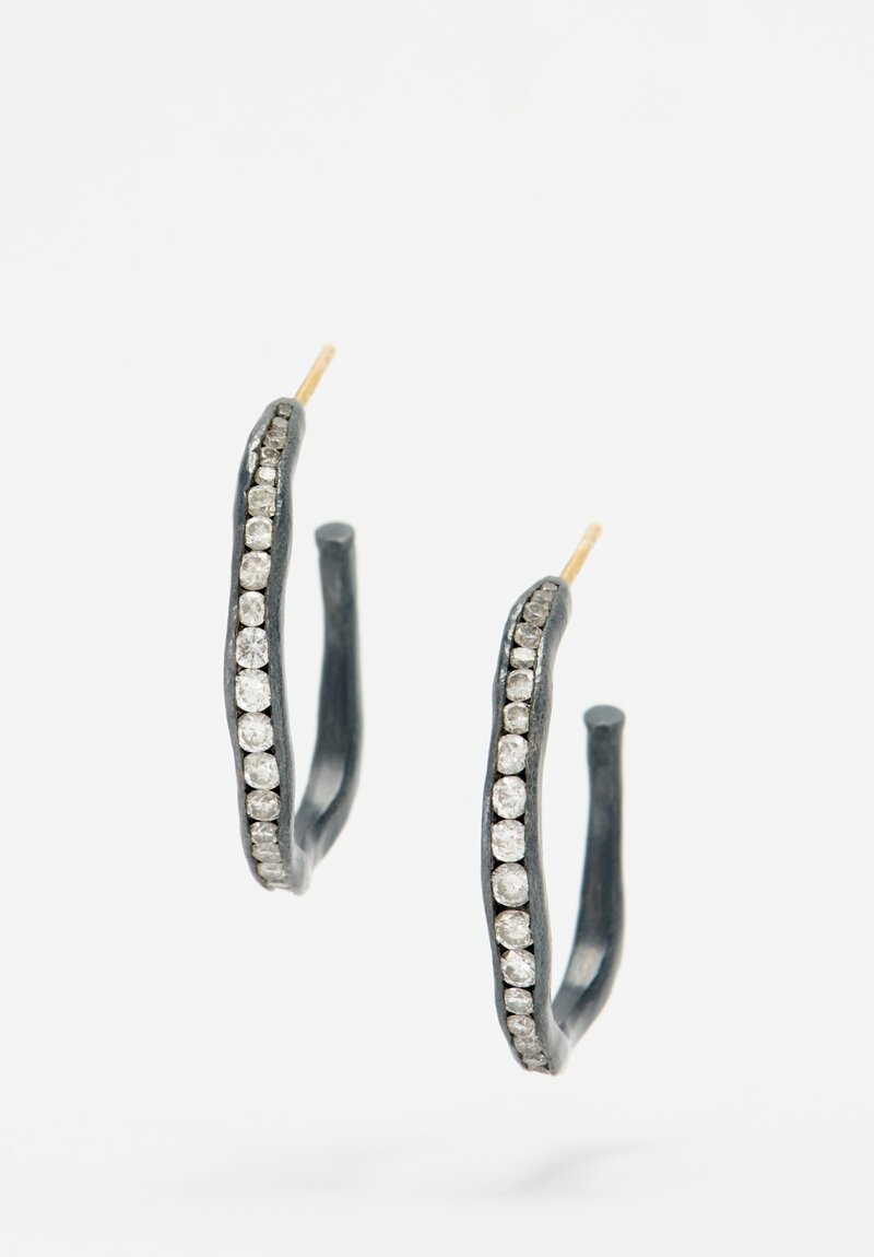 Tap by Todd Pownell 18k, Oxidized Silver, Inverted Diamond Hoops 1.35 cts	