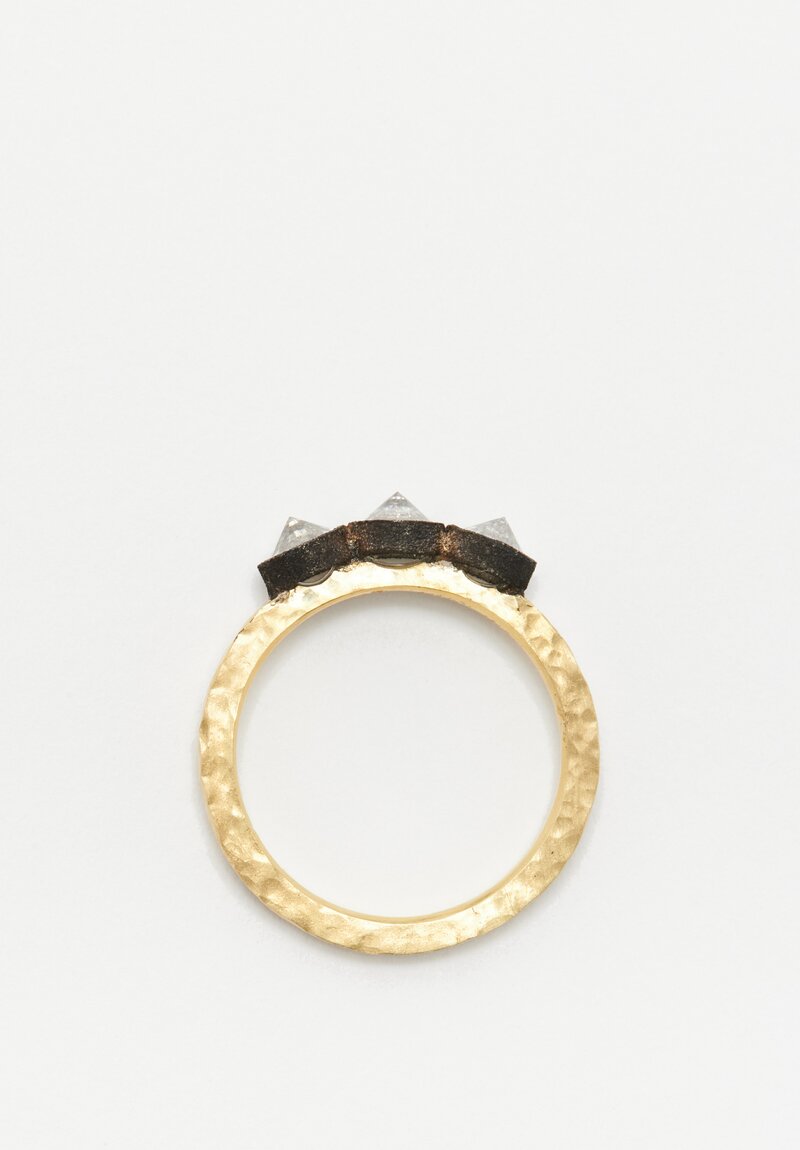 TAP by Todd Pownell 18k, Darkened 14k, 3 Inverted Diamond Ring	