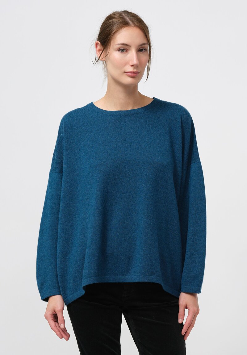 Hania New York Cashmere Sasha Short Sweater in Alpine Blue	