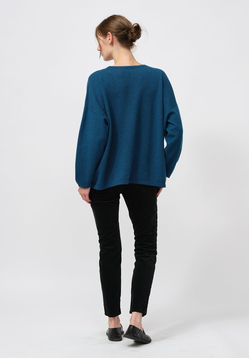 Hania New York Cashmere Sasha Short Sweater in Alpine Blue	