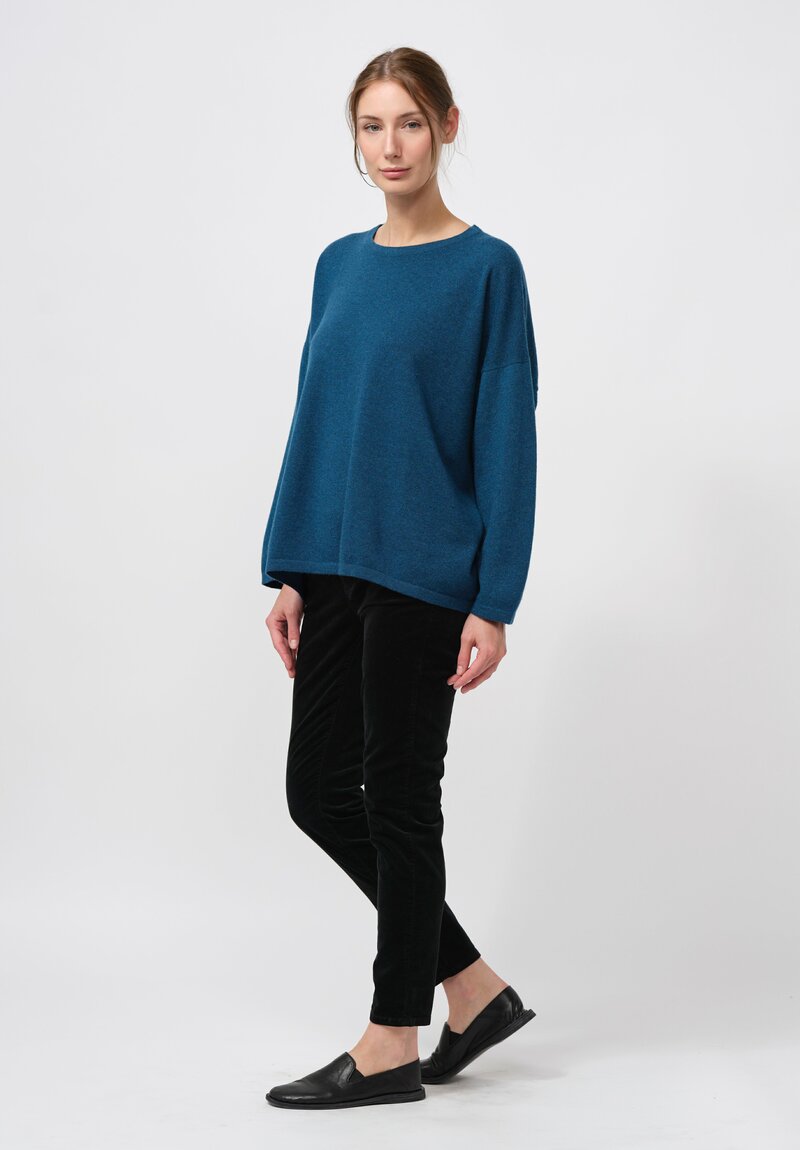 Hania New York Cashmere Sasha Short Sweater in Alpine Blue	