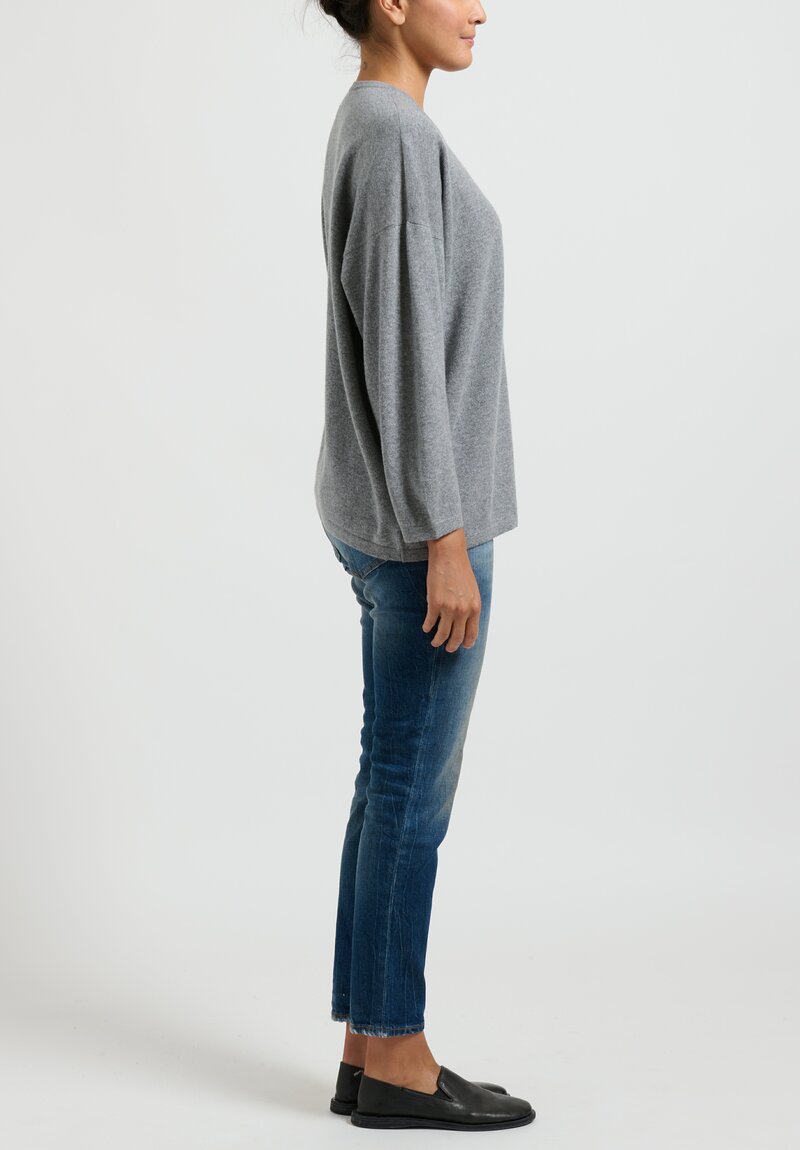 Hania New York Sasha Short Sweater in Scottish Cashmere in Grey Flannel 