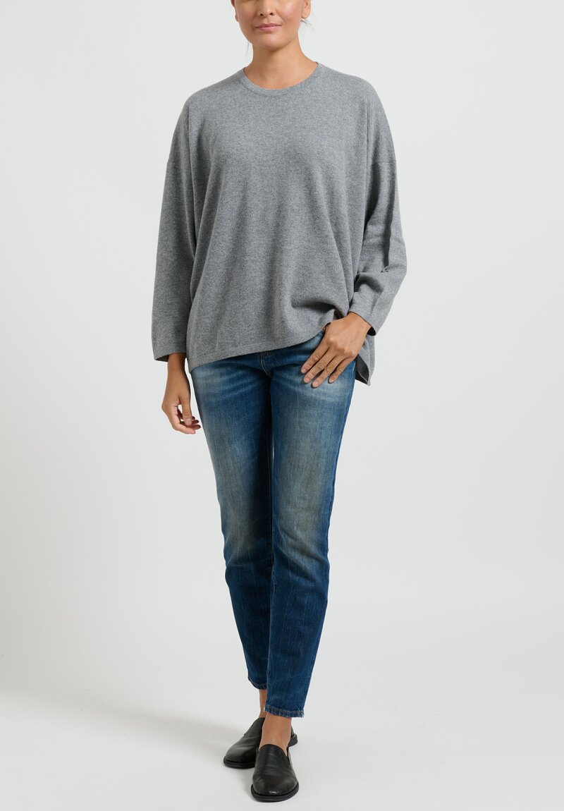 Hania New York Sasha Short Sweater in Scottish Cashmere in Grey Flannel 