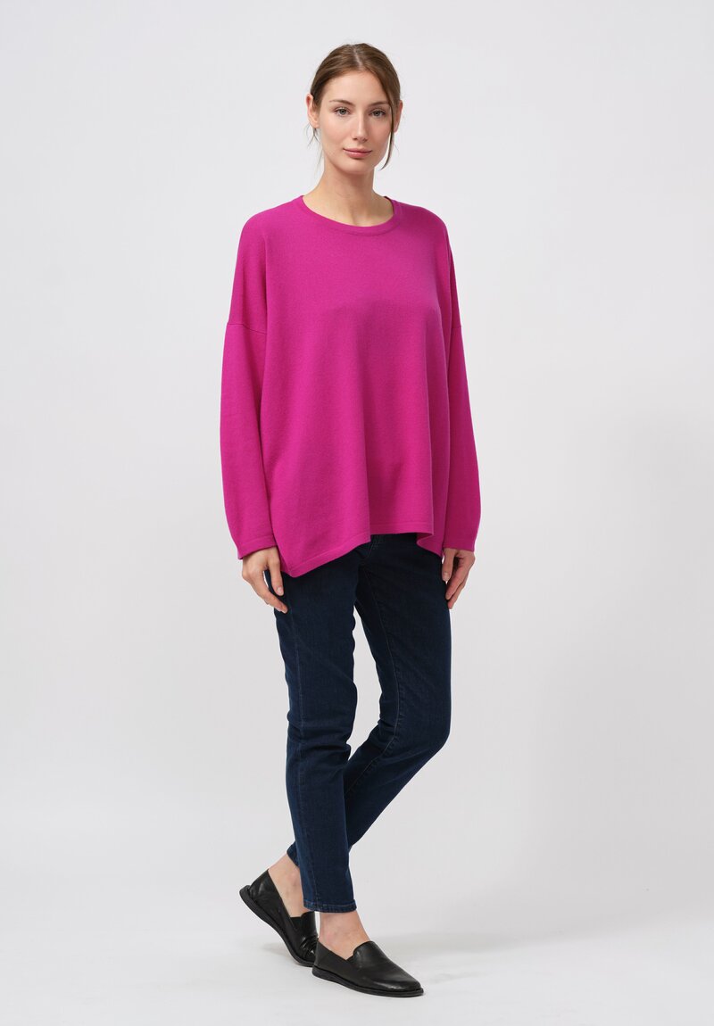 Hania New York Cashmere Sasha Short Sweater in Mischief Pink	