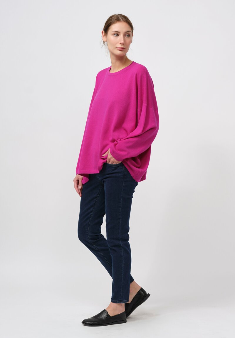 Hania New York Cashmere Sasha Short Sweater in Mischief Pink	