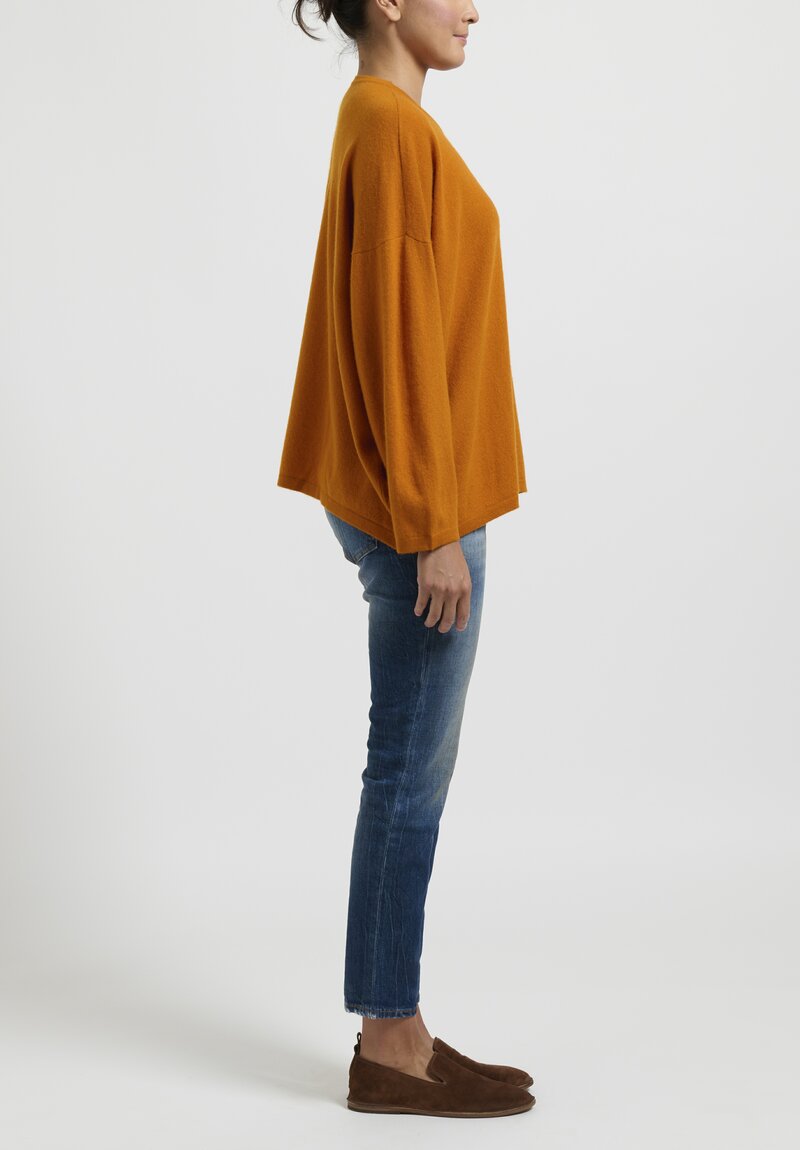Hania New York Sasha Short Sweater in Scottish Cashmere in Spice Orange
