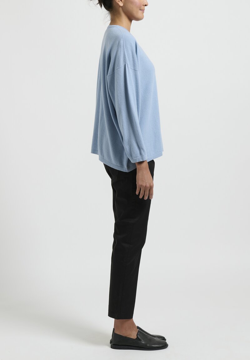 Hania New York Sasha Short  Sweater in Scottish Cashmere in Woad Blue