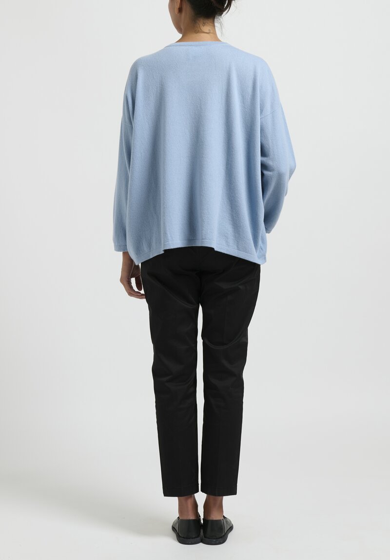 Hania New York Sasha Short  Sweater in Scottish Cashmere in Woad Blue